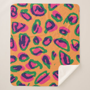 Couverture Sherpa Empreinte de léopard, Motif animal coloré.