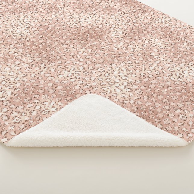 Couverture Sherpa Empreinte de léopard Peach Rose Gold Blush Pink Gl (3/4)