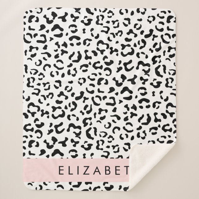 Couverture Sherpa Empreinte de léopard, Spots, Noir Et Blanc, Votre  (Devant)