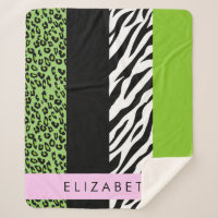 Empreinte de léopard, Zebra Print, Vert, Votre nom