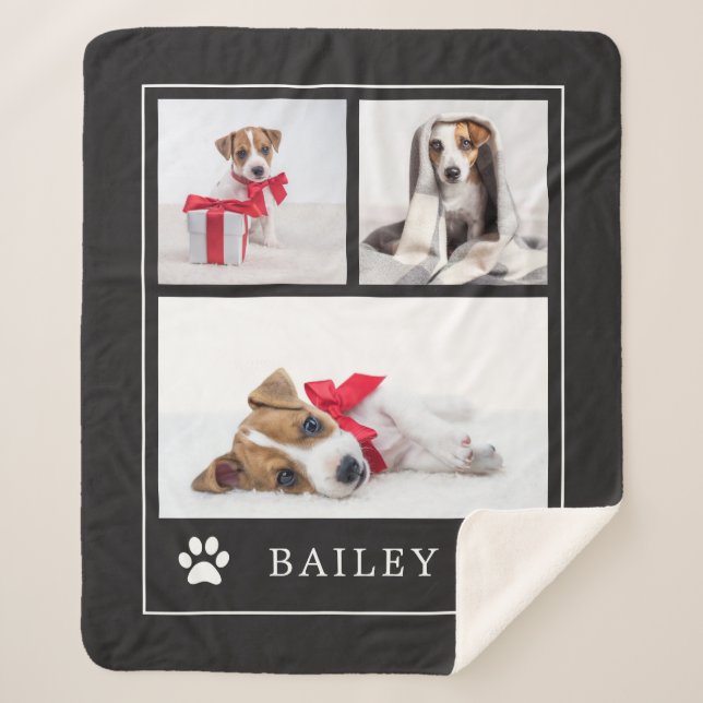 Couverture Sherpa empreinte de patte | Multi Photo Animal de compagn (Devant)