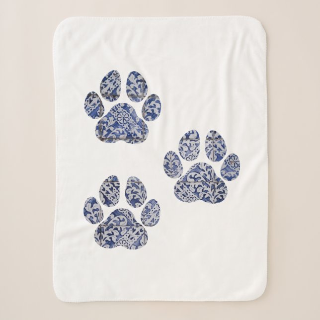 Couverture Sherpa Empreintes de pattes de chiens - Carreaux portugai (Devant)