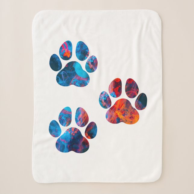 Couverture Sherpa Empreintes de pattes de chiens - Encre dans l'eau (Devant)