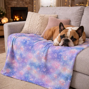 Couverture Sherpa Empreintes de pattes de galaxie pastel – Amoureux