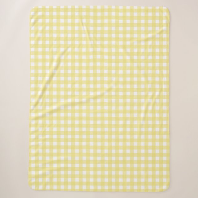 Couverture Sherpa En vichy jaune pâle et blanc (Devant)