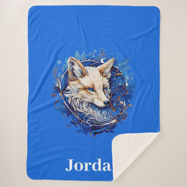 Couverture Sherpa Enchanter Fox avec nom personnalisé (Devant)