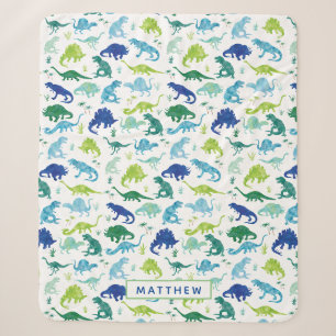 Couverture Sherpa Enfants Dinosaur Personnalisé Garçons Bleus Bleus 