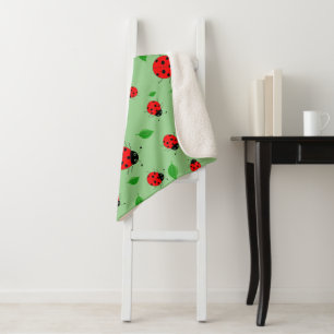 Couverture Sherpa Enfants mignons Red Ladybug Polka dot Spring Motif