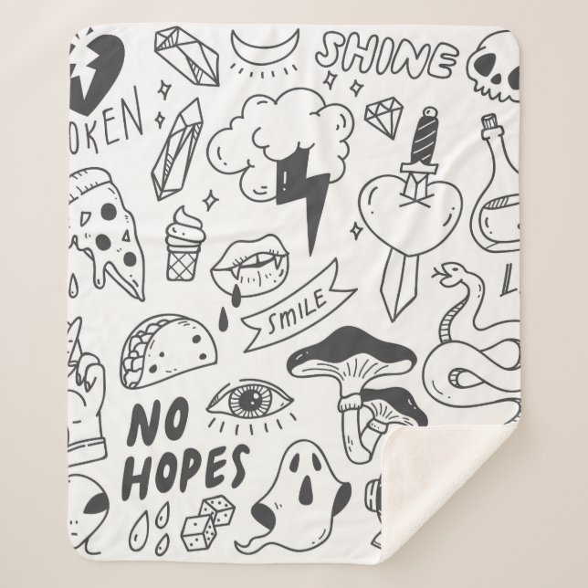 Couverture Sherpa Ensemble de mignons gribouillis (Devant)