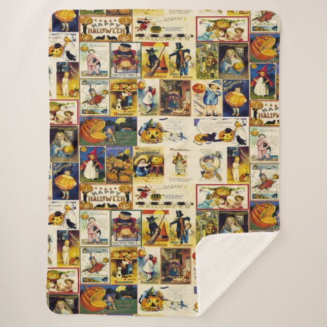 Couverture Sherpa Ephémère d'Halloween vintage (Devant)