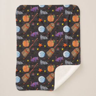Couverture Sherpa Eric Carle   Caterpillar Black Halloween Motif