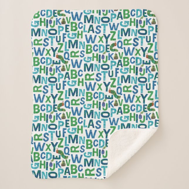 Couverture Sherpa Eric Carle | Motif Alphabet bleu et vert (Devant)