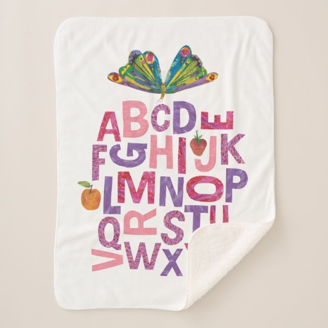 Couverture Sherpa Eric Carle | Motif de papillon alphabet (Devant)