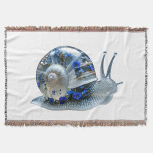 Couverture Sherpa Escargot Floral Bleu