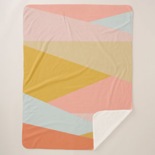 Couverture Sherpa Esthétique jaune corail géométrique pastel moderne