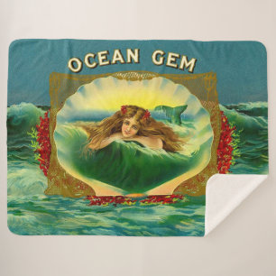 Couverture Sherpa étiquette de cigare sirène Ocean Gem impression