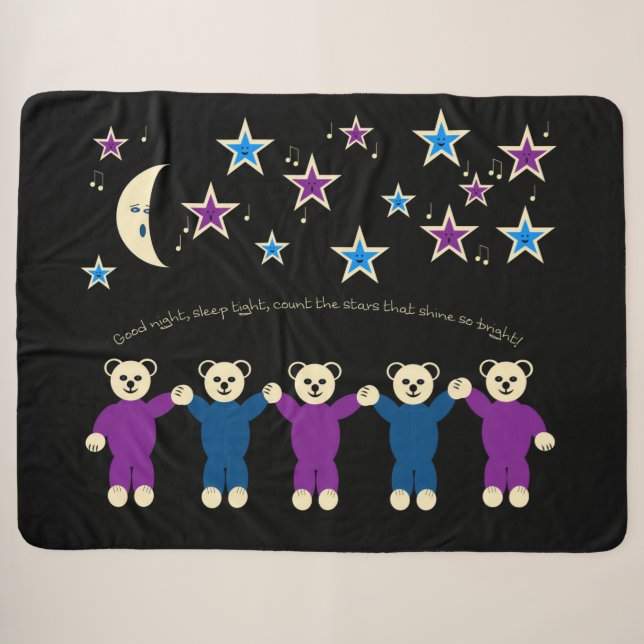 Couverture Sherpa Étoiles et ours (Devant (Horizontal))