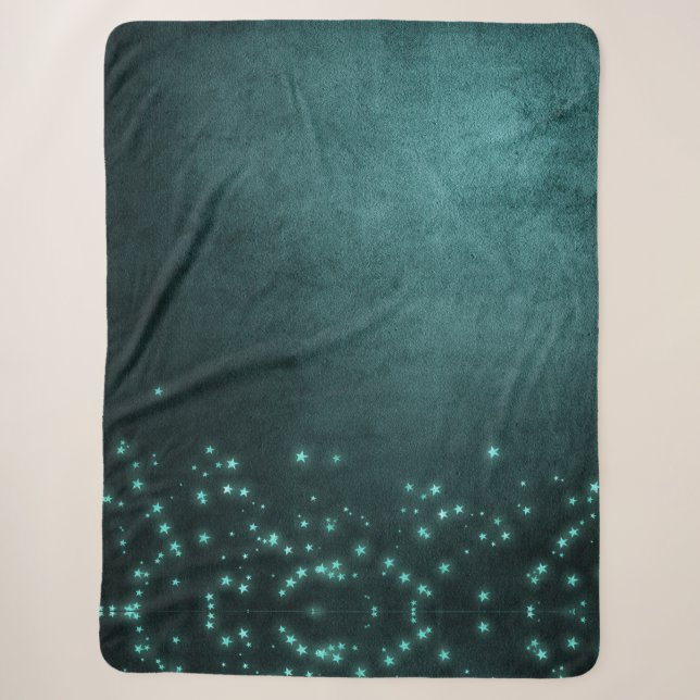 Couverture Sherpa Étoiles Mystic Twilight | Luminosité de néon vert  (Devant)