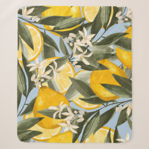 Couverture Sherpa Exquis motif aux fruits jaunes bergamot, cit
