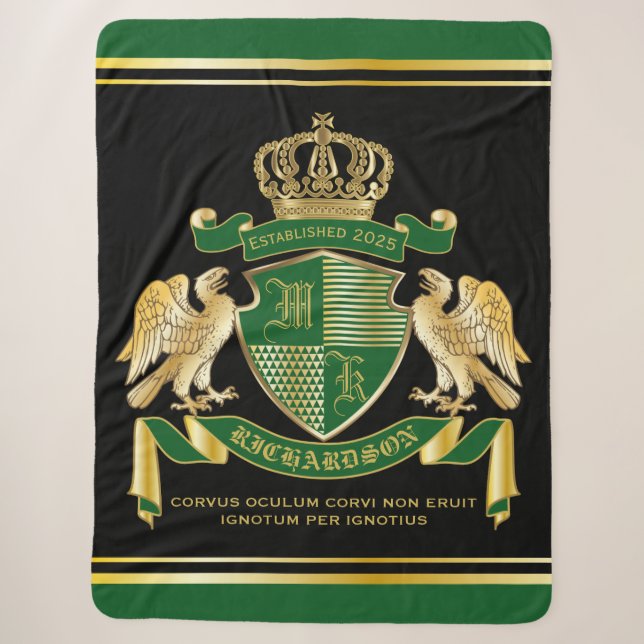 Couverture Sherpa Faites votre propre blason Green Gold Eagle Emblem (Devant)