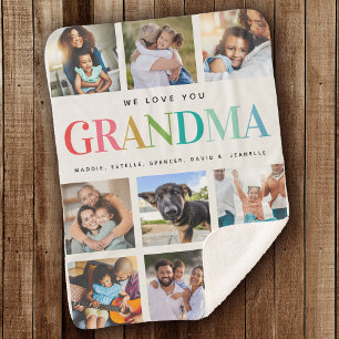 Couverture Sherpa Famille de collage photo Rainbow Love Grandma