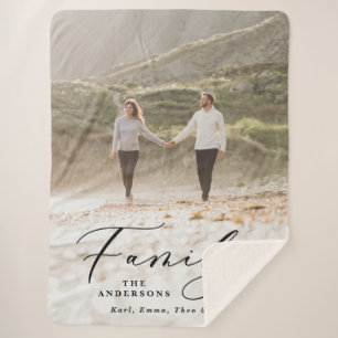 Couverture Sherpa Famille de script noir photo moderne