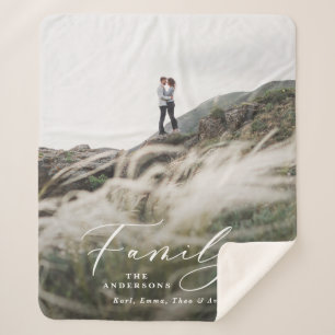 Couverture Sherpa Famille de script noir photo moderne