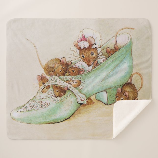 Couverture Sherpa Famille de souris dans une chaussure par Beatrix P (Devant (Horizontal))
