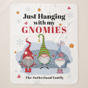 Couverture Sherpa Famille Gnomes de Noël personnalisés