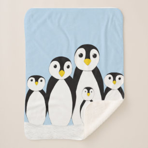 Couverture Sherpa Famille Pingouin mignonne