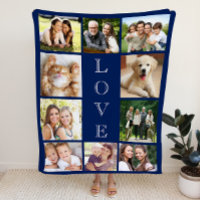 Family Love Multi-photo Collage Personnalized Blue
