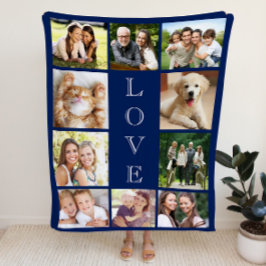 Couverture Sherpa Family Love Multi-photo Collage Personnalized Blue