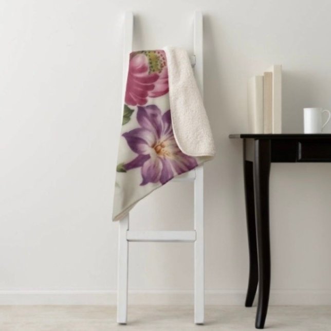 Couverture Sherpa Fancy Floral (Floral Fancy Sherpa Blanket  Soft and colourful available  in 3 different sizes. )