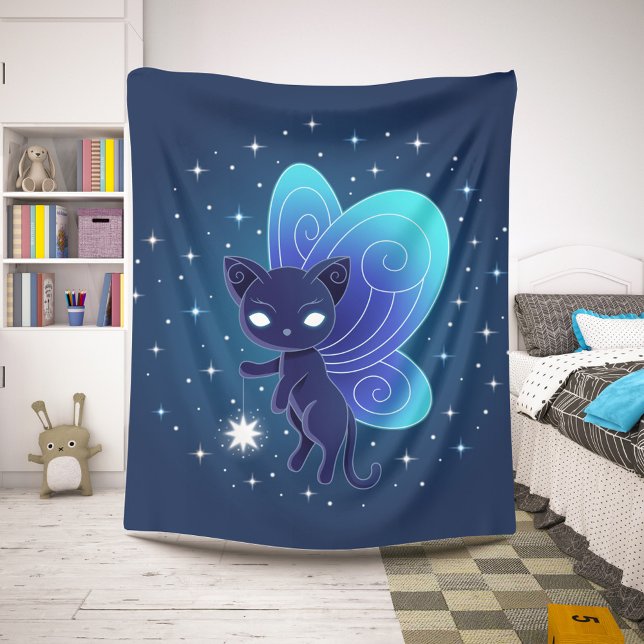 Couverture Sherpa Fée Étoilée Nocturne Pixie Chat (Créateur téléchargé)