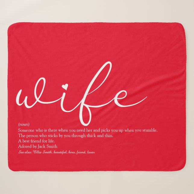 Couverture Sherpa Femme Amour Coeur Élégant Script Rouge Personnalis (Devant (Horizontal))