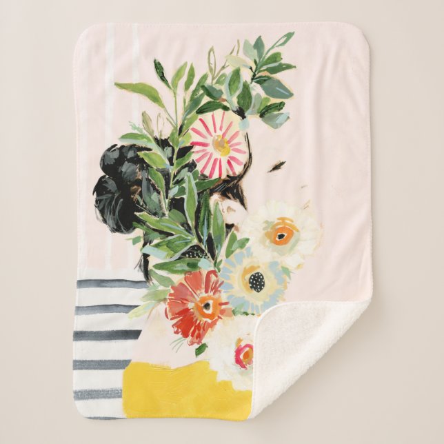 Couverture Sherpa Femme aux fleurs (Devant)