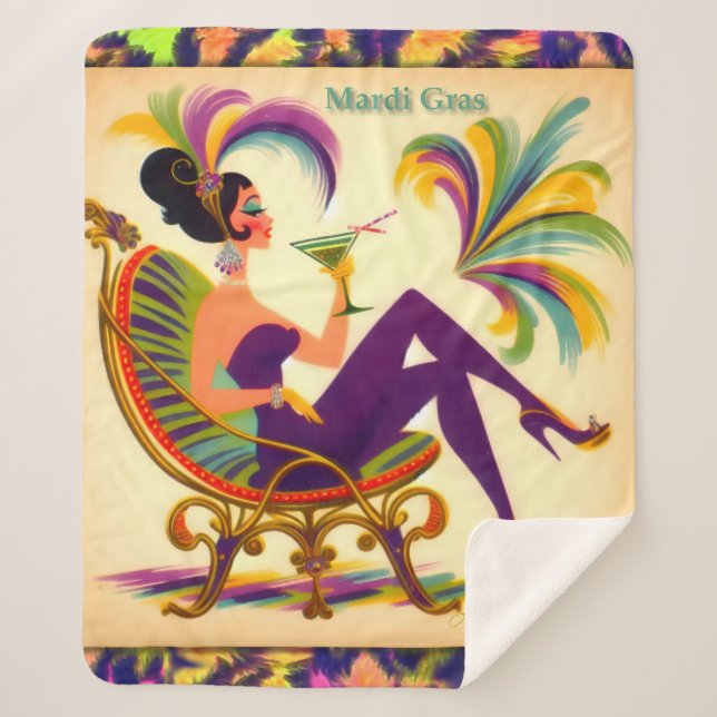 Couverture Sherpa Femme Mardi Gras Martini du milieu du siècle futur (Devant)
