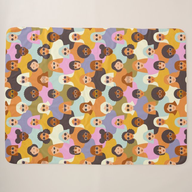 Couverture Sherpa Femmes rétrogrades du Motif mondial (Devant (Horizontal))