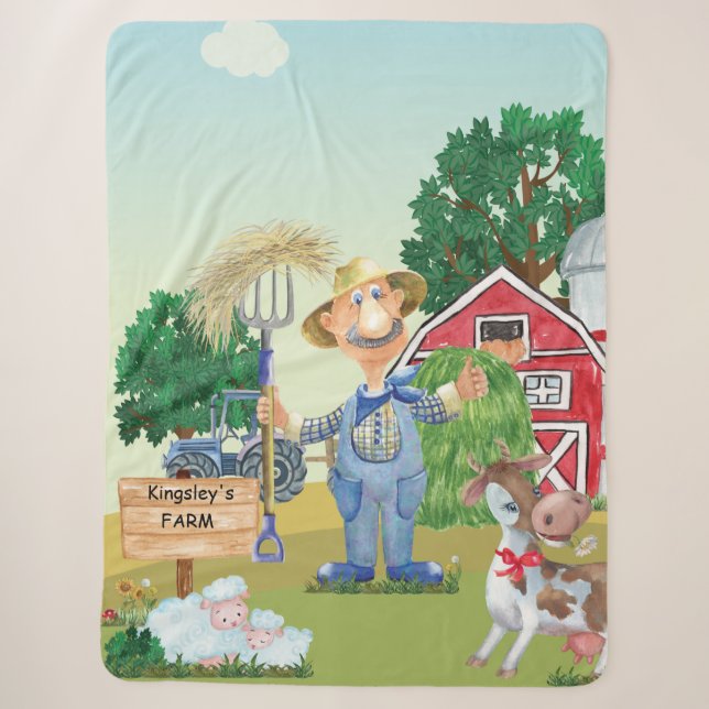 Couverture Sherpa Ferme de vieux MacDonald personnalisée (Devant)