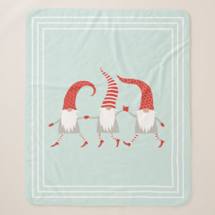 Couverture Sherpa Festif scandinave Noël Gnomes Menthe verte