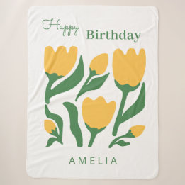 Couverture Sherpa Fête d'anniversaire florale scandinave personnalis