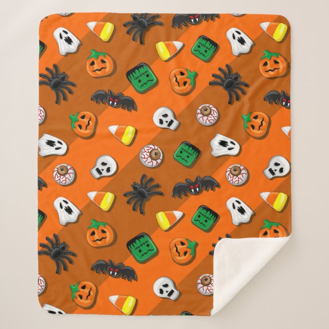 Couverture Sherpa Fête des Candies Éffrayantes d'Halloween (Devant)