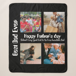 Couverture Sherpa Fête des pères personnalisée 4 photo collage Meill