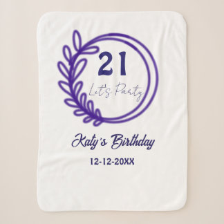 Couverture Sherpa FÊTIONS LE 21e anniversaire nom FLEUR RONDE VIOLET