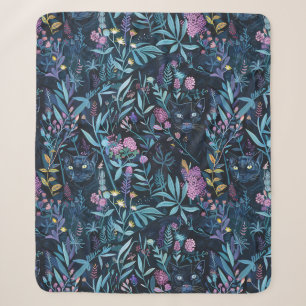 Couverture Sherpa Feuillage de panthère noir