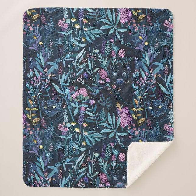 Couverture Sherpa Feuillage de panthère noir (Devant)