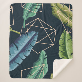Couverture Sherpa Feuilles Abstraits : Ligne Polygonale Sans Couche.