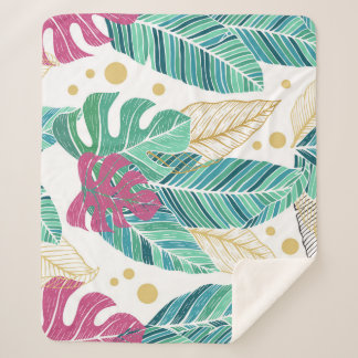 Couverture Sherpa Feuilles botaniques tropicaux, conception vintage