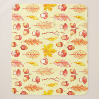 Couverture Sherpa Feuilles d'automne : aquarelle papier peint rétro