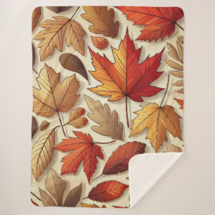 Couverture Sherpa feuilles d'automne classiques